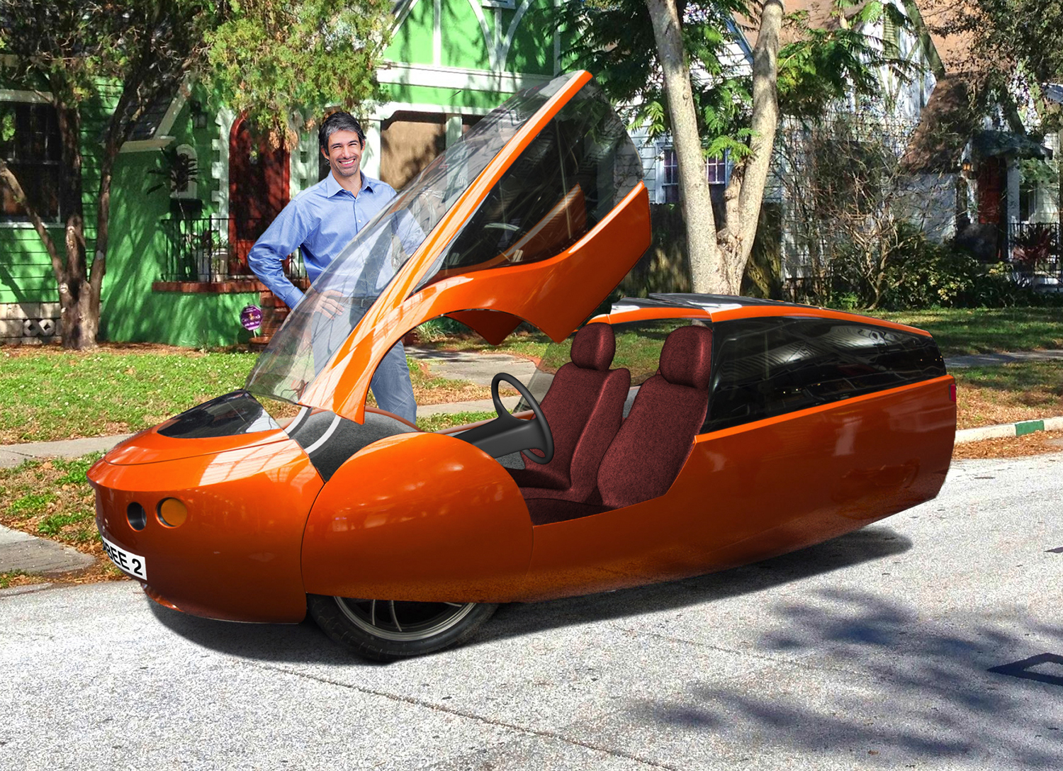 Futuristic car on street